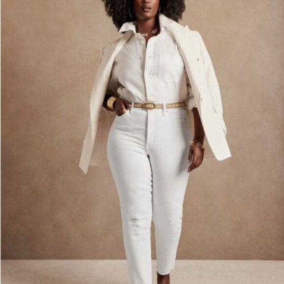 Banana Republic High-Rise Slim Jeans Ankle 26/2 PETITE Distressed White RT$119 - Picture 3 of 12